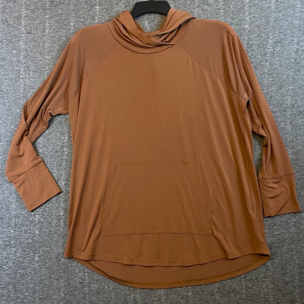 LuLaRoe‎ Womens Brown Hooded Long Sleeve Tunic Size XL Hoodie Pullover Kangaroo